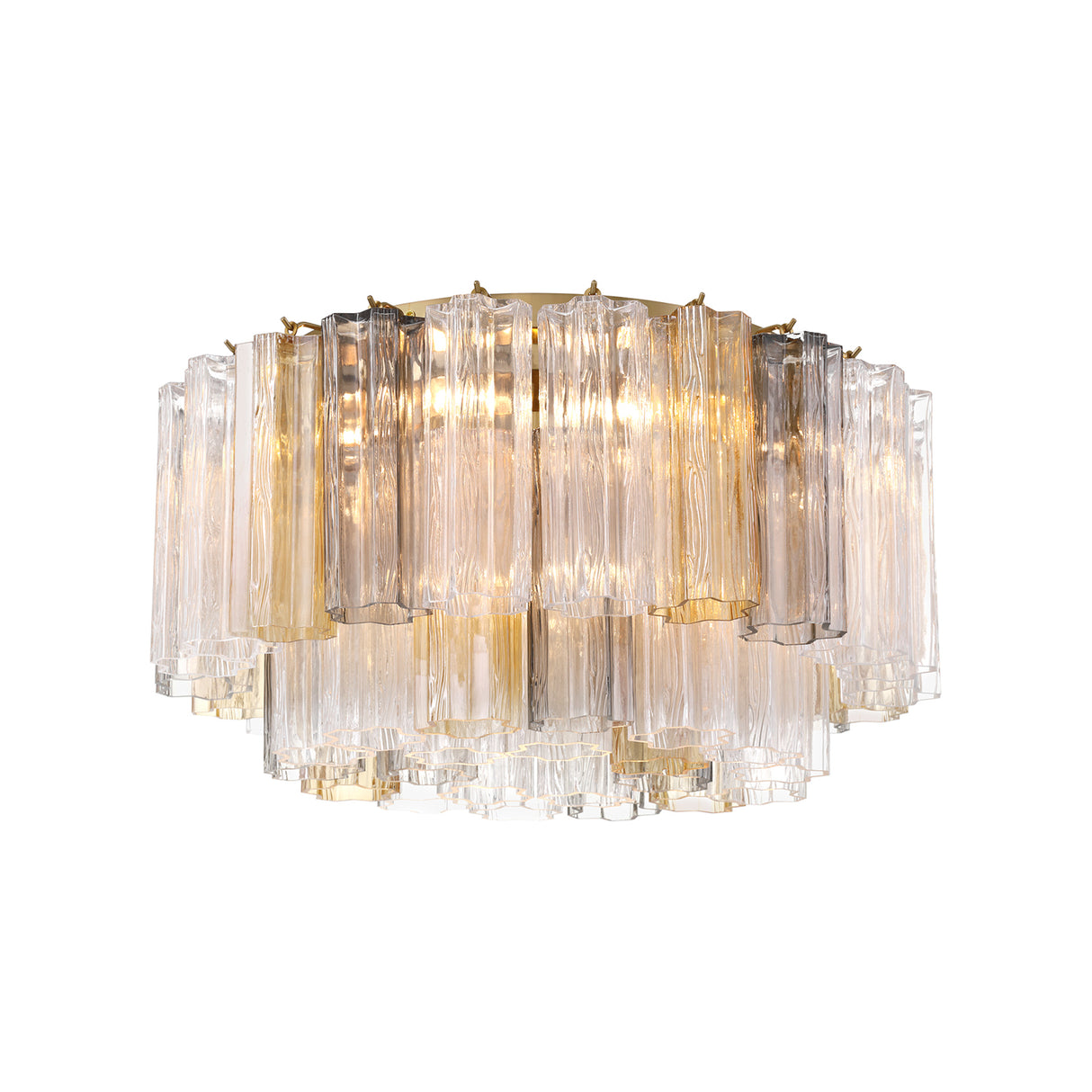 Grace Flush Mount 22", Brass with Gilded Fog Glass