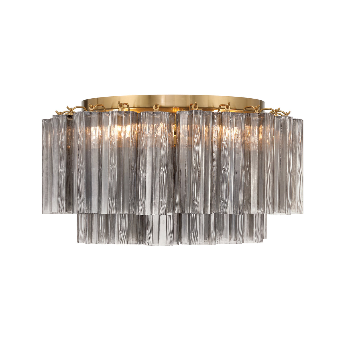 Grace Flush Mount 22", Brass with Smoke Glass