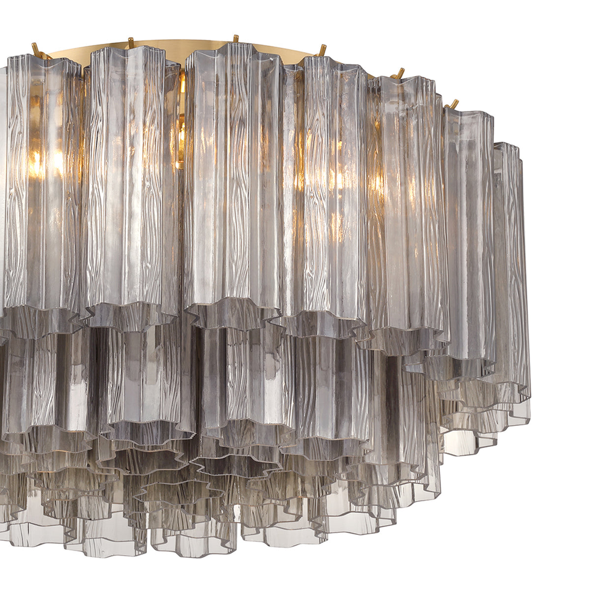 Grace Flush Mount 22", Brass with Smoke Glass