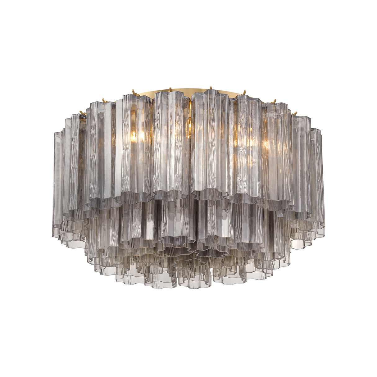 Grace Flush Mount 22", Brass with Smoke Glass