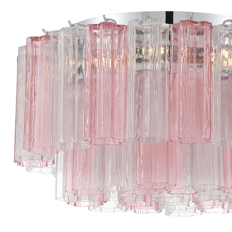 Grace Flush Mount 22", Chrome with Blush Glass