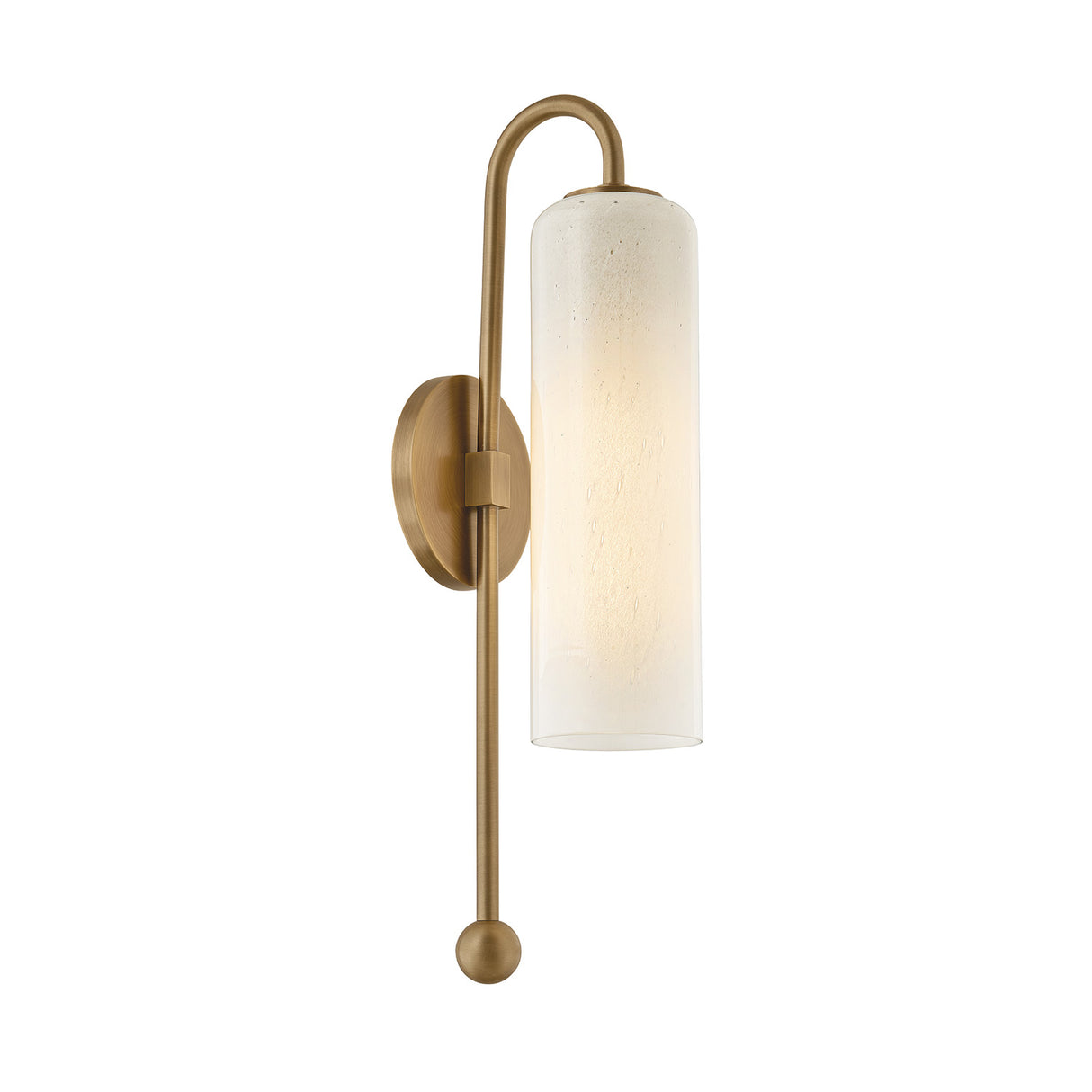Dessie Wall Sconce 19", Patina Brass and Seeded Cloud Glass