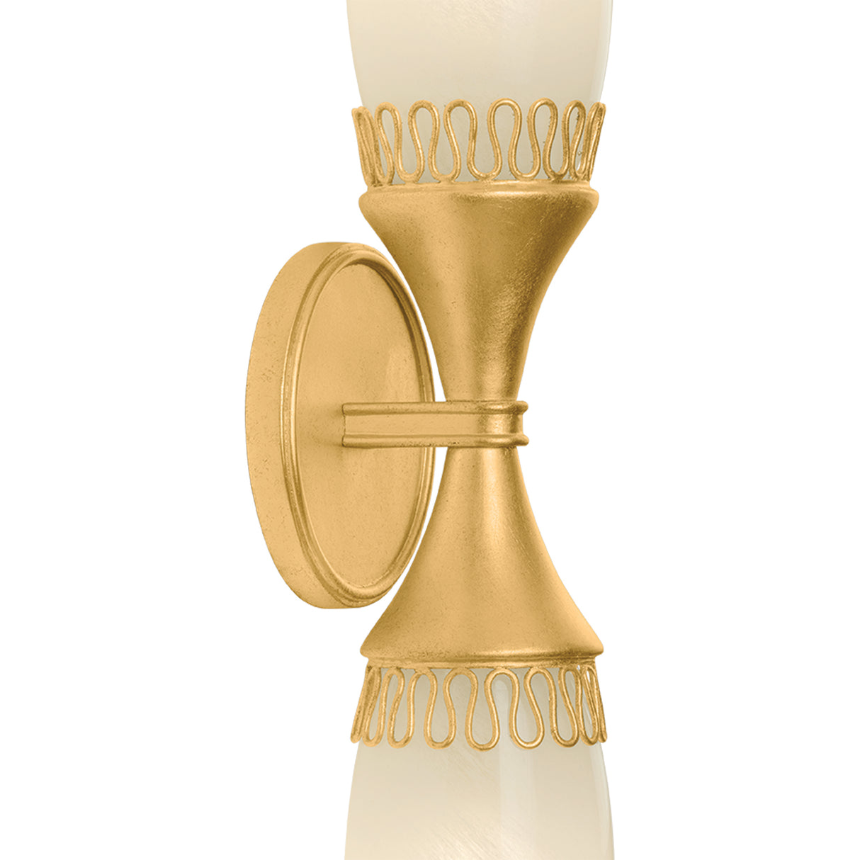 Amarael 2 Light Wall Sconce 24",Gold Leaf and Cloud Glass