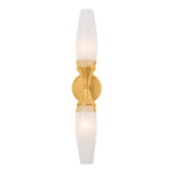 Amarael 2 Light Wall Sconce 24",Gold Leaf and Cloud Glass