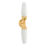 Amarael 2 Light Wall Sconce 24",Gold Leaf and Cloud Glass