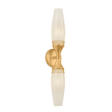 Amarael 2 Light Wall Sconce 24",Gold Leaf and Cloud Glass