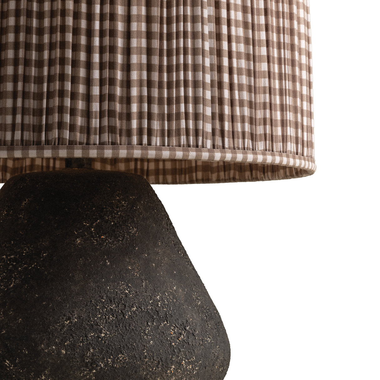 Yukon Table Lamp 23", Lava Rock with Brown Gingham Printed Shade
