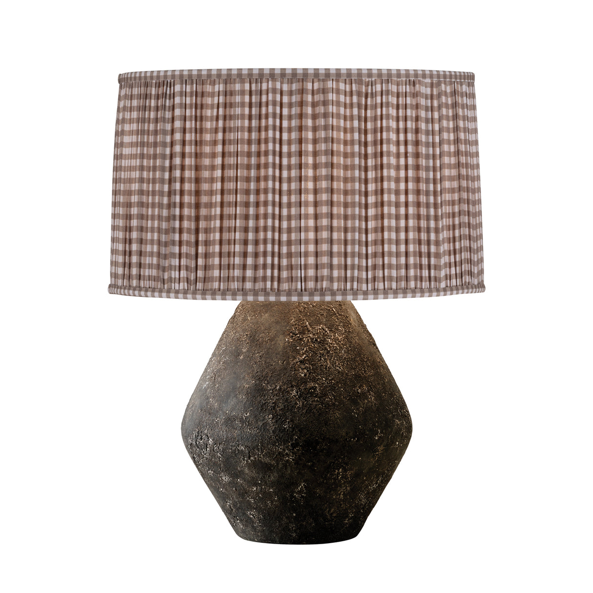 Yukon Table Lamp 23", Lava Rock with Brown Gingham Printed Shade