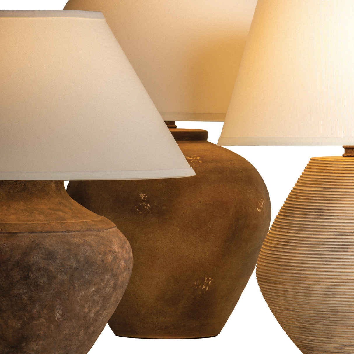 Welles Table Lamp 21", Rustic Brown with White Shade