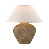 Welles Table Lamp 23", Distressed Brown with White Shade
