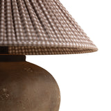 Welles Table Lamp 23", Distressed Brown with Brown Gingham Printed Shade