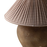 Welles Table Lamp 23", Distressed Brown with Brown Gingham Printed Shade