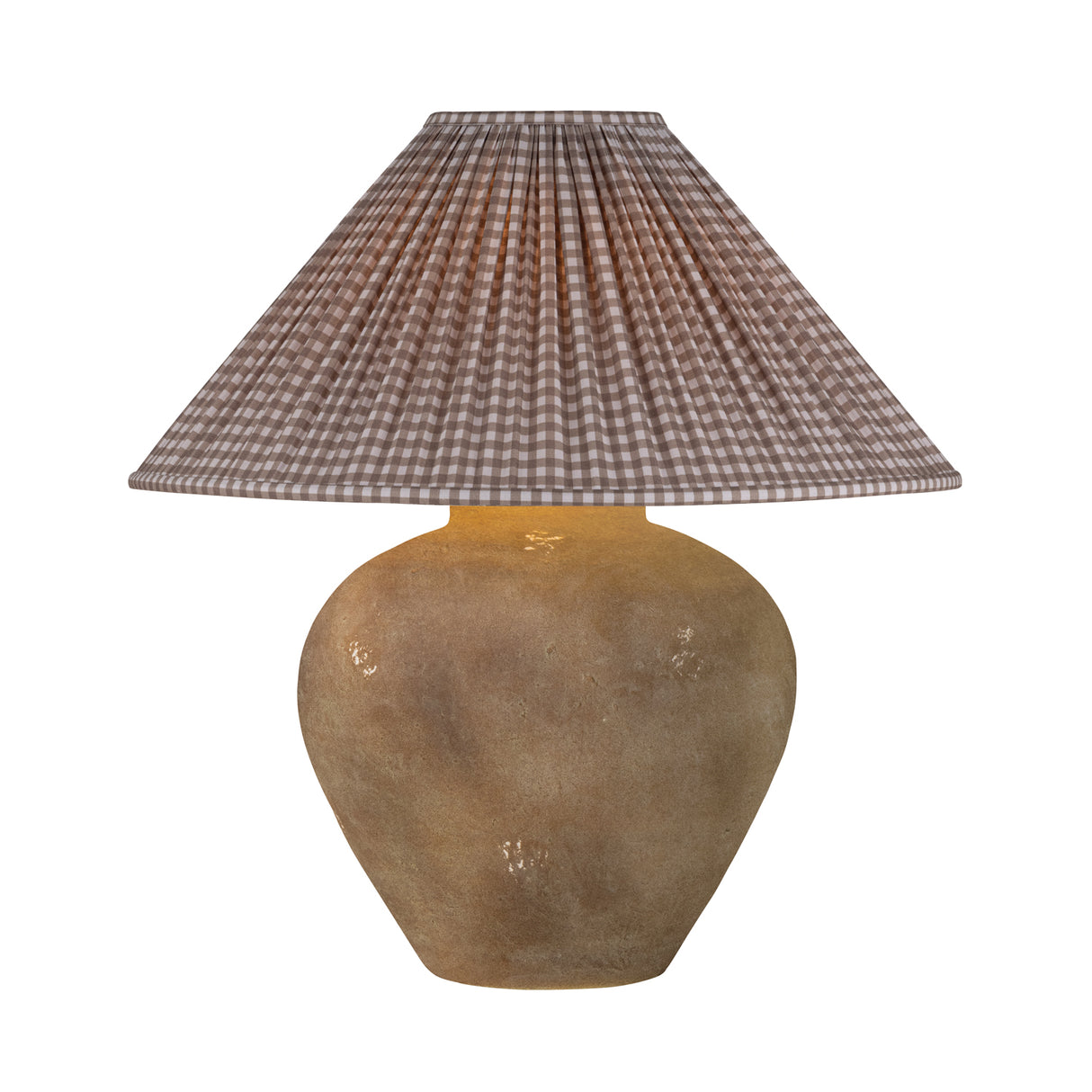 Welles Table Lamp 23", Distressed Brown with Brown Gingham Printed Shade