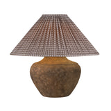 Welles Table Lamp 21", Rustic Brown with Brown Gingham Printed Shade