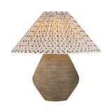 Welles Table Lamp 22", Fluted Brown with Red Primrose Printed Shade