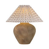 Welles Table Lamp 23", Distressed Brown with Red Primrose Printed Shade