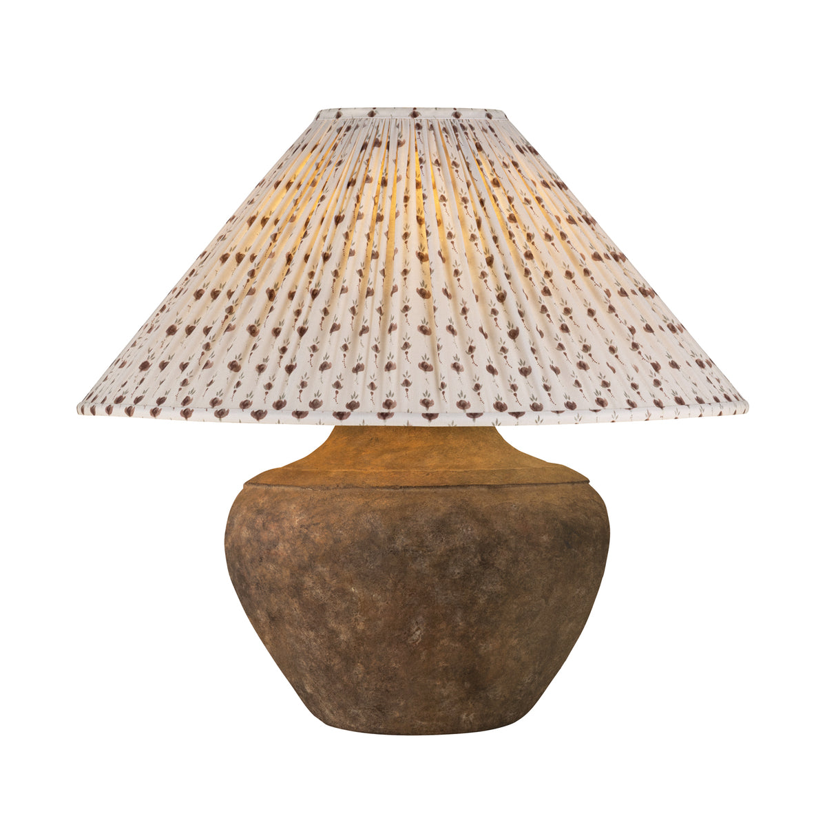 Welles Table Lamp 21", Rustic Brown with Red Primrose Printed Shade