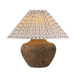 Welles Table Lamp 21", Rustic Brown with Red Primrose Printed Shade