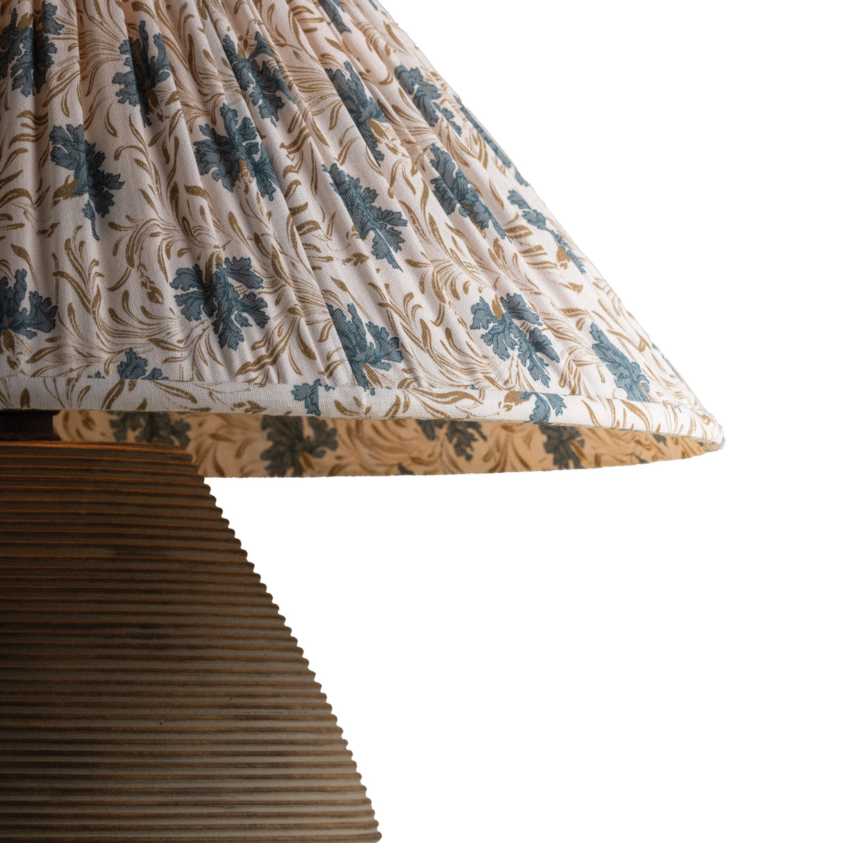 Welles Table Lamp 22", Fluted Brown with Slate Bloom Printed Shade