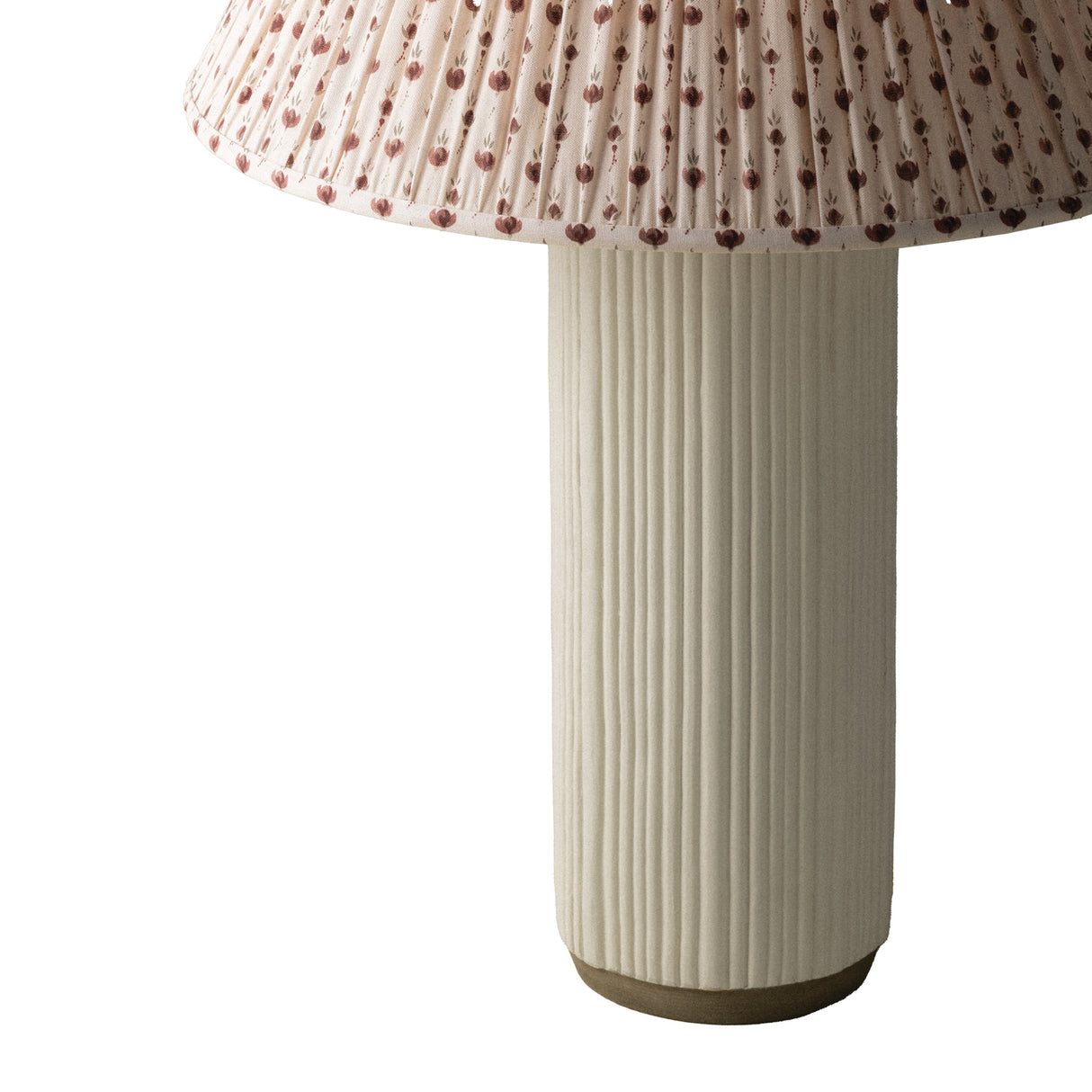 Wendi Table Lamp 31", Fluted Ivory Ceramic with Red Primrose Printed Shade