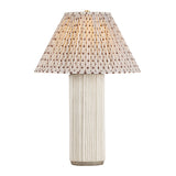 Wendi Table Lamp 31", Fluted Ivory Ceramic with Red Primrose Printed Shade