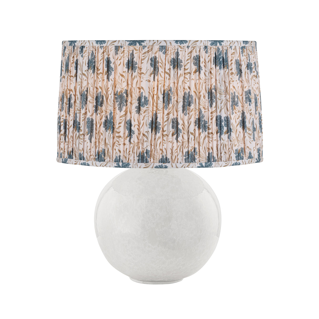 Syrene Table Lamp 21", Glossy Chalk with Slate Bloom Printed Shade