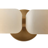 Vivara 2 Light Wall Sconce 15", Patina Brass and Cloud Glass
