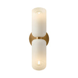 Vivara 2 Light Wall Sconce 15", Patina Brass and Cloud Glass