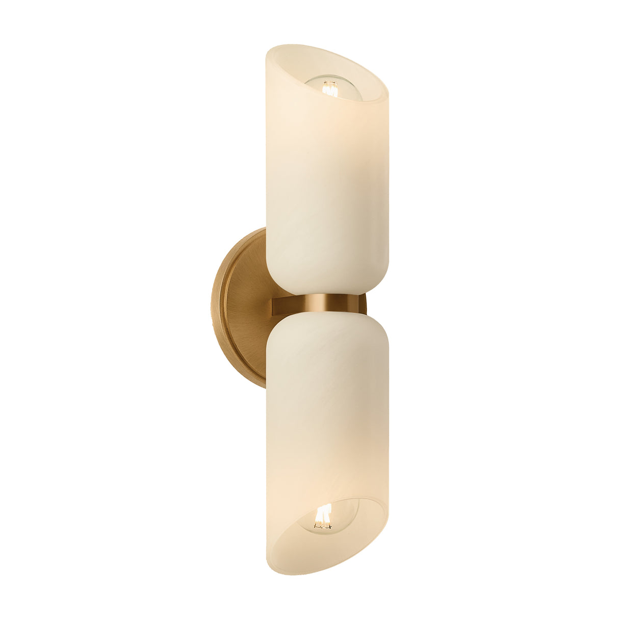 Vivara 2 Light Wall Sconce 15", Patina Brass and Cloud Glass