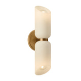 Vivara 2 Light Wall Sconce 15", Patina Brass and Cloud Glass