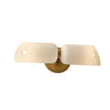 Vivara 2 Light Wall Sconce 15", Patina Brass and Cloud Glass