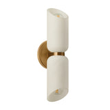 Vivara 2 Light Wall Sconce 15", Patina Brass and Cloud Glass
