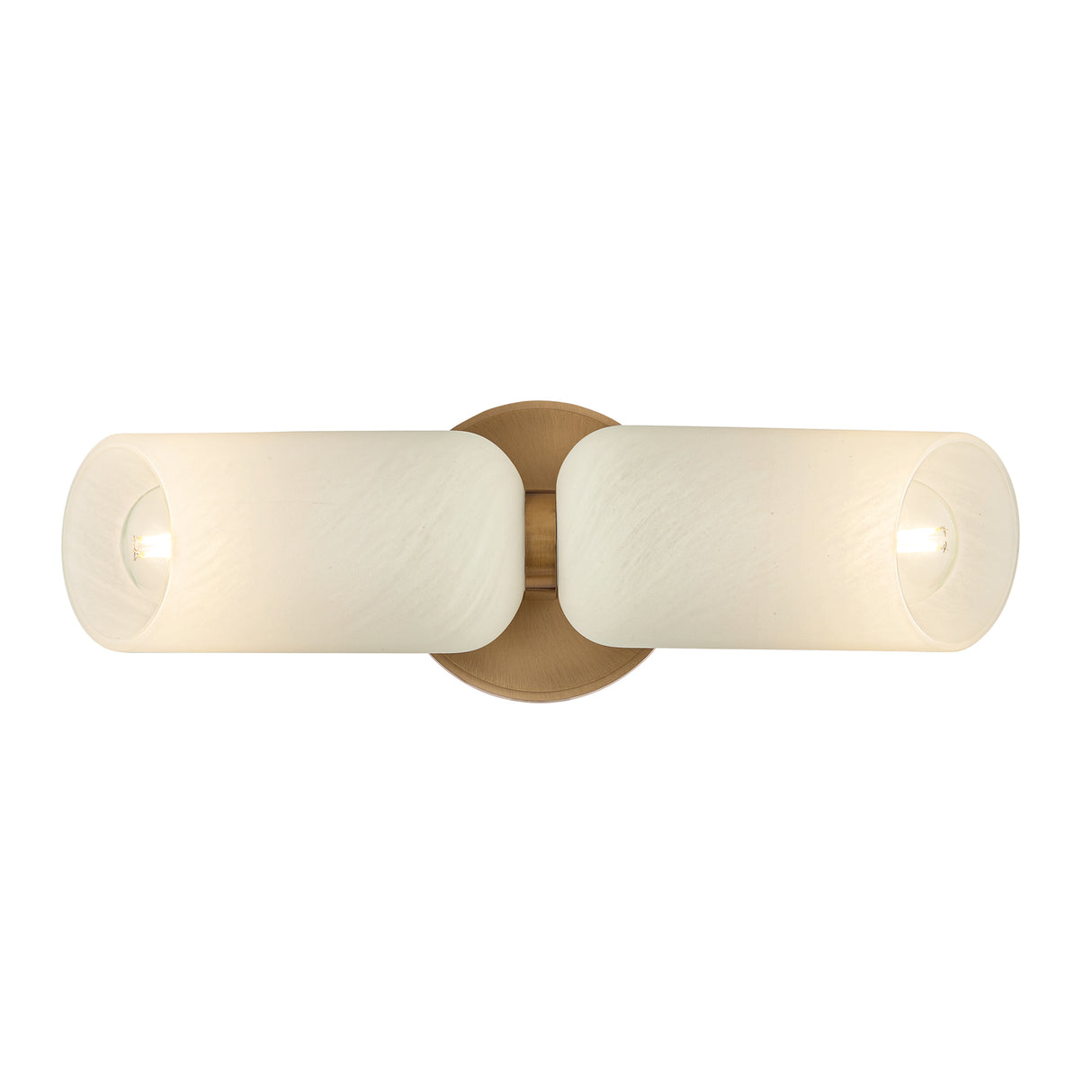 Vivara 2 Light Wall Sconce 15", Patina Brass and Cloud Glass