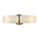 Vivara 2 Light Wall Sconce 15", Patina Brass and Cloud Glass