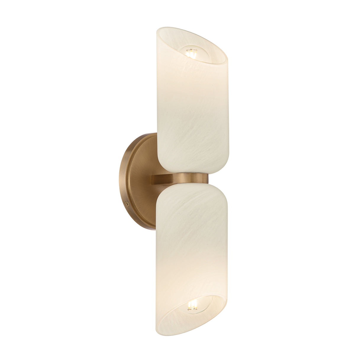 Vivara 2 Light Wall Sconce 15", Patina Brass and Cloud Glass