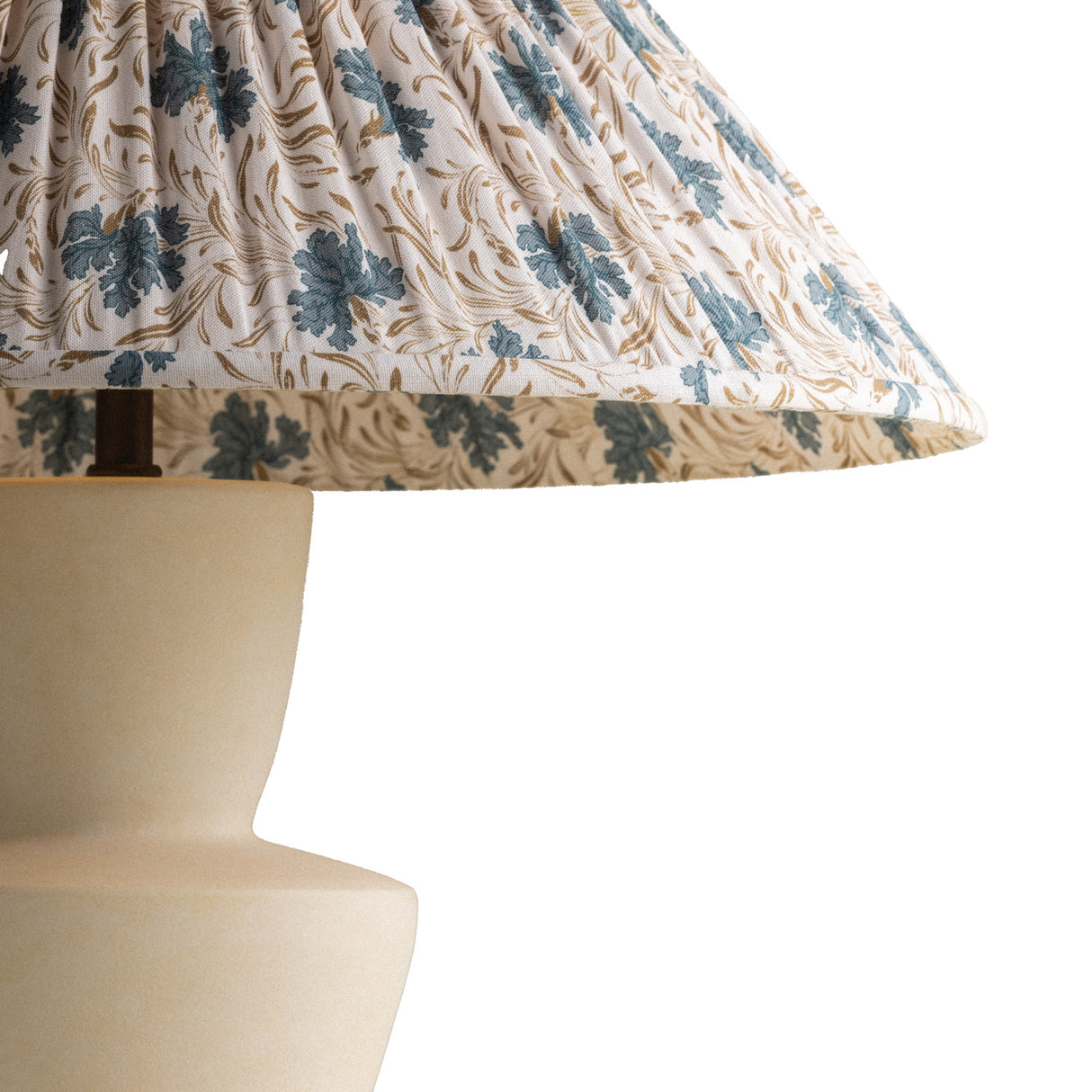 Andrea Table Lamp 27", Whitewashed Ceramic with Slate Bloom Printed Shade
