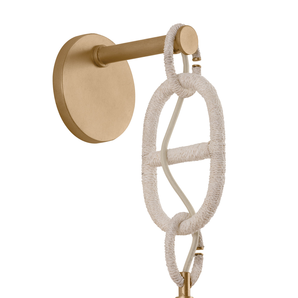 Kairo Wall Sconce 23", Champagne Leaf, Natural Rope and Bleached Rattan
