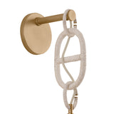 Kairo Wall Sconce 23", Champagne Leaf, Natural Rope and Bleached Rattan