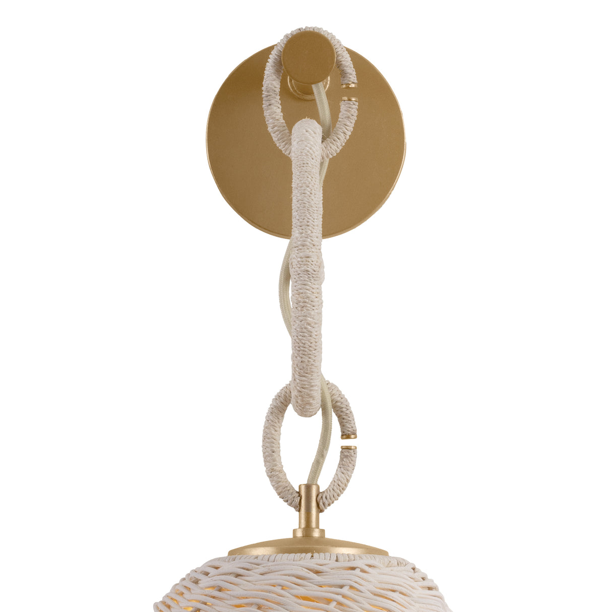 Kairo Wall Sconce 23", Champagne Leaf, Natural Rope and Bleached Rattan