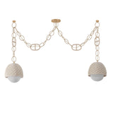 Kairo 2 Light Swag Chandelier, Champagne Leaf, Natural Rope and Bleached Rattan
