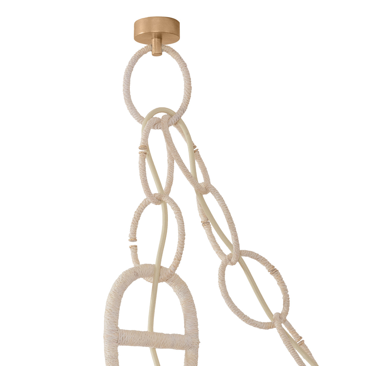 Kairo 2 Light Swag Chandelier, Champagne Leaf, Natural Rope and Bleached Rattan