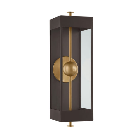 Granville LED Outdoor Wall Light 27", Textured Bronze and Patina Brass