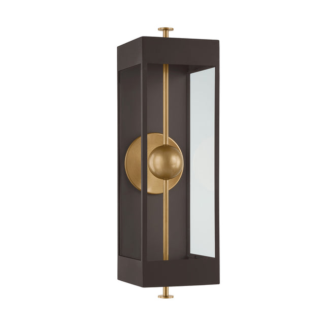 Granville LED Outdoor Wall Light 27", Textured Bronze and Patina Brass