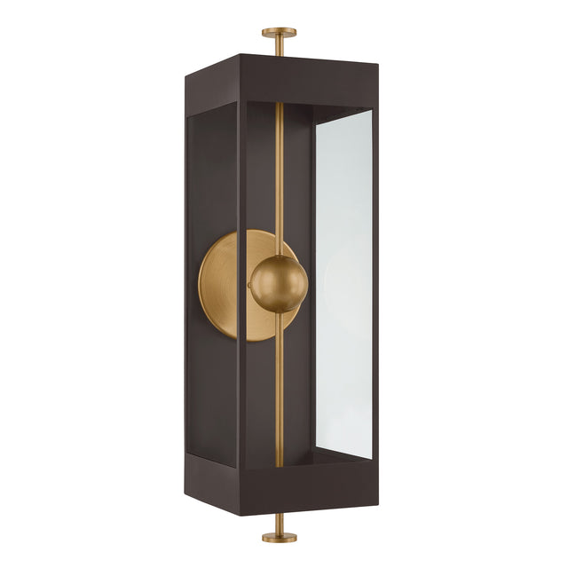Granville LED Outdoor Wall Light 34", Textured Bronze and Patina Brass