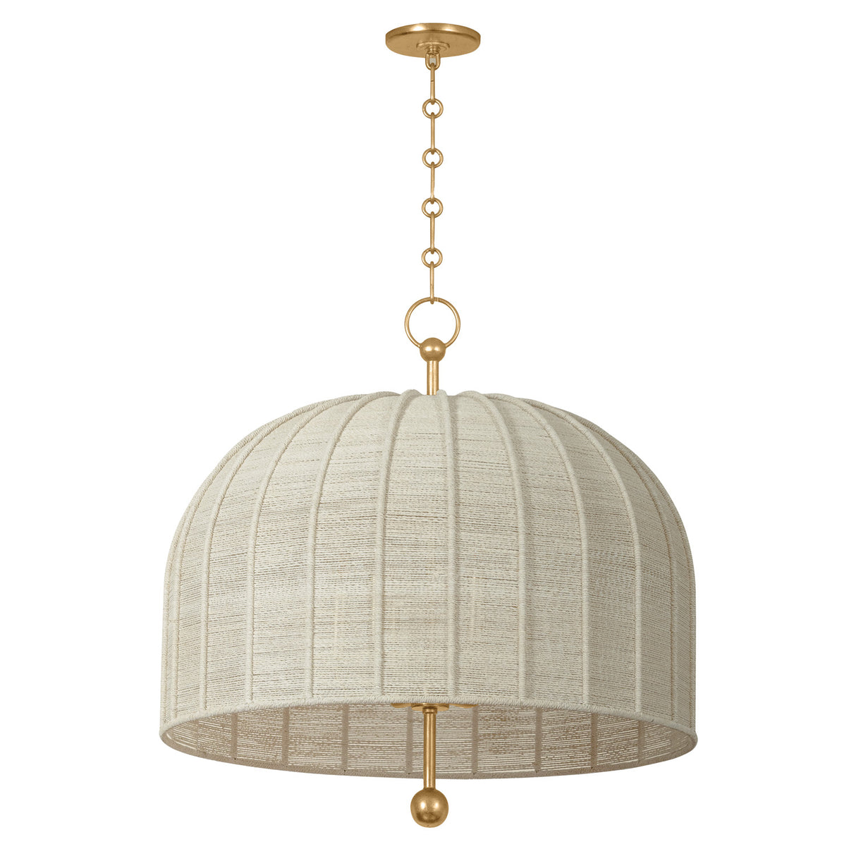 Benito Extra Large Pendant 28", Gold Leaf and Natural Rope