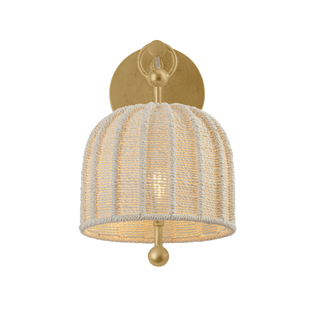 Benito Wall Sconce 12", Gold Leaf and Natural Rope