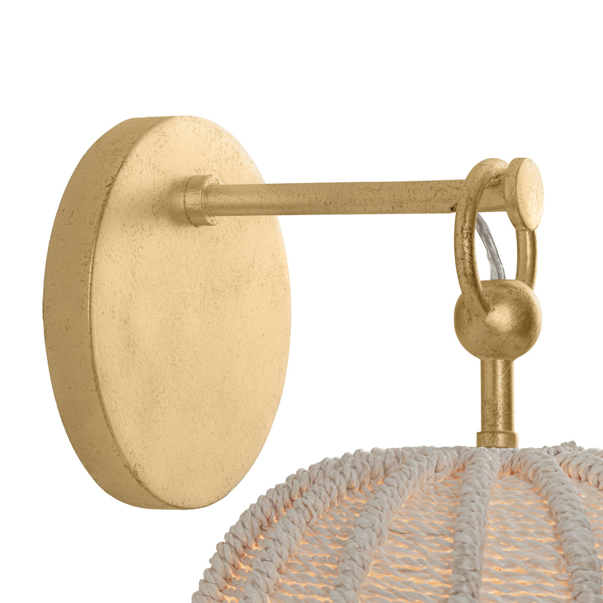 Benito Wall Sconce 12", Gold Leaf and Natural Rope