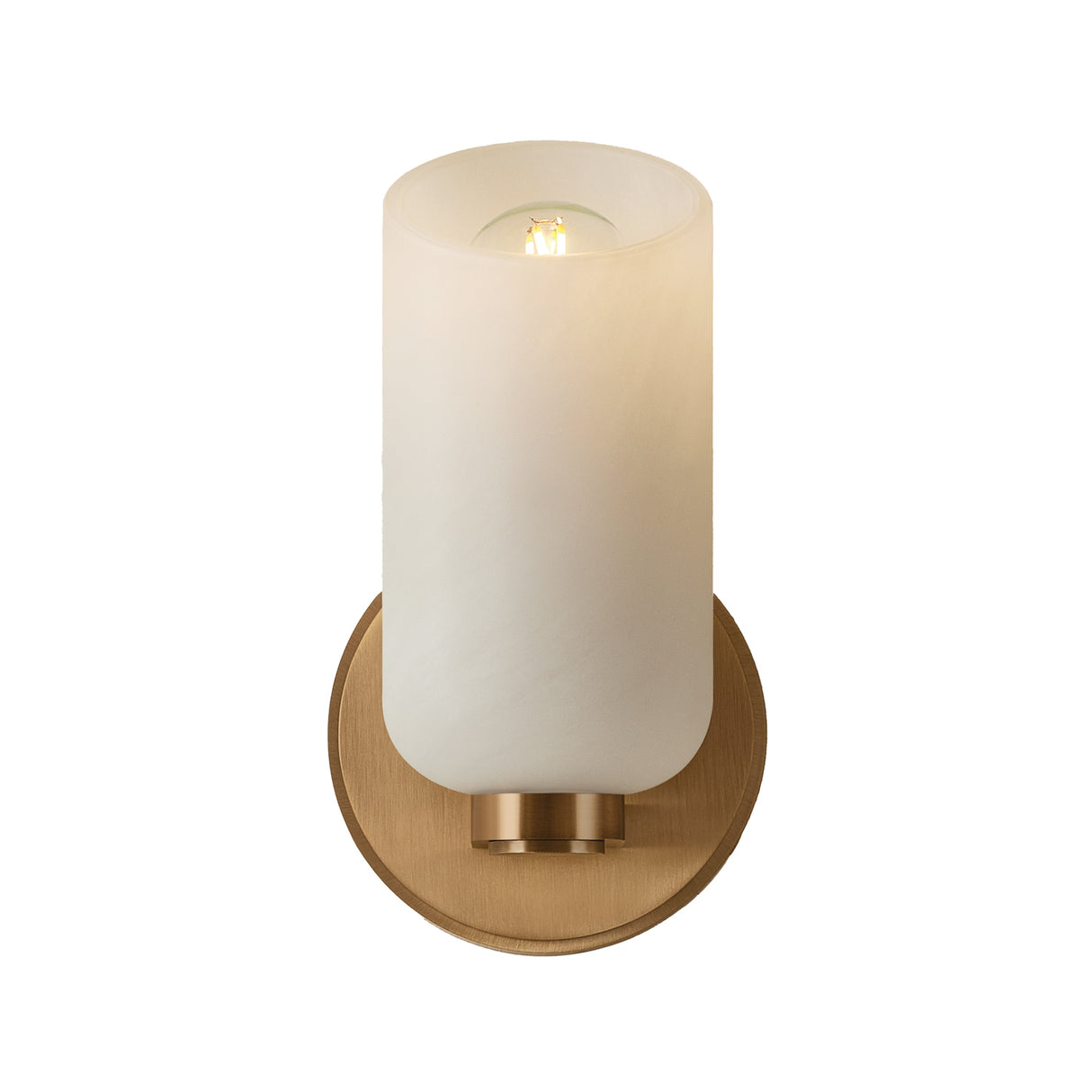 Vivara Wall Sconce 9", Patina Brass and Cloud Glass