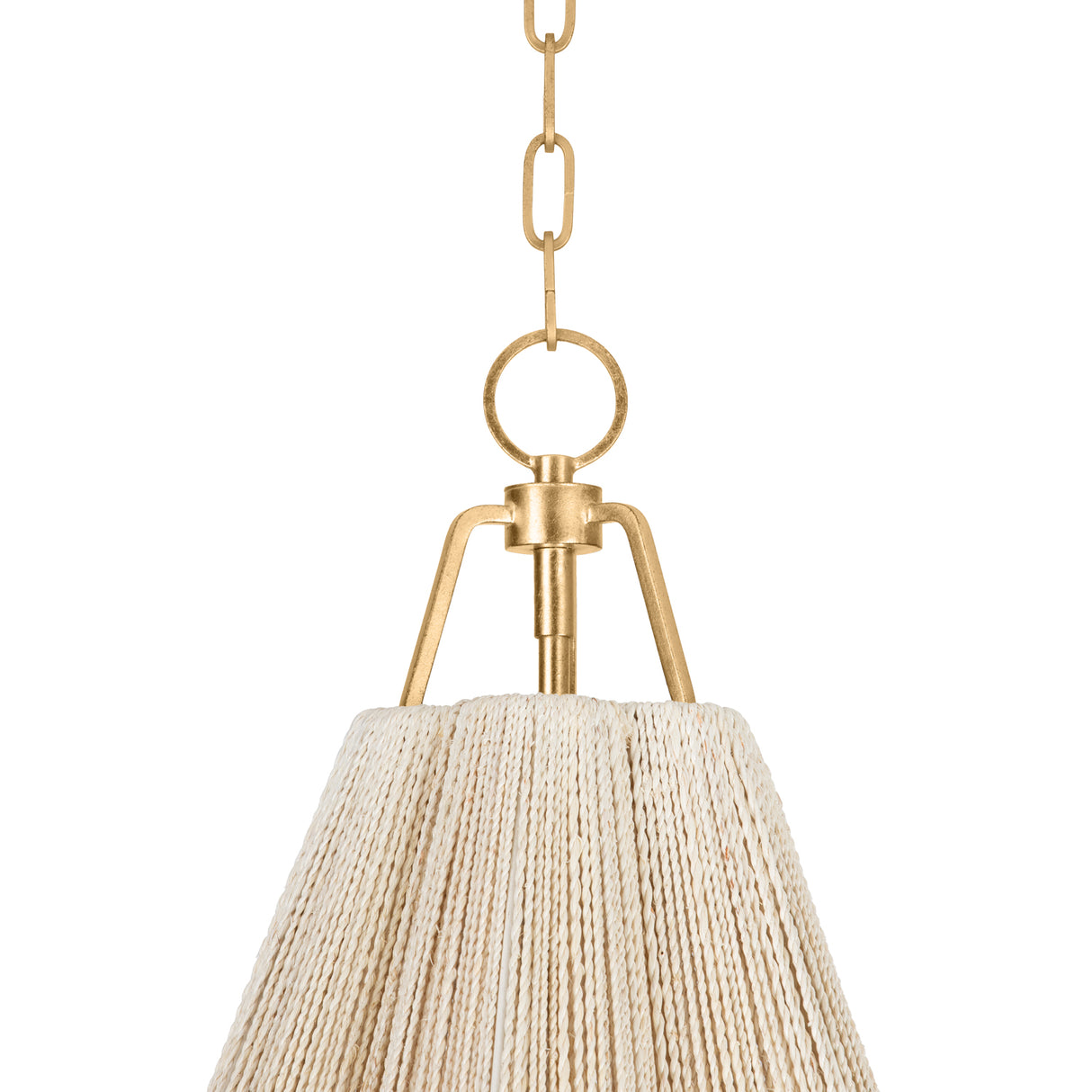 Birdie Medium Pendant 18", Gold Leaf and Natural Rope