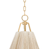 Birdie Medium Pendant 18", Gold Leaf and Natural Rope